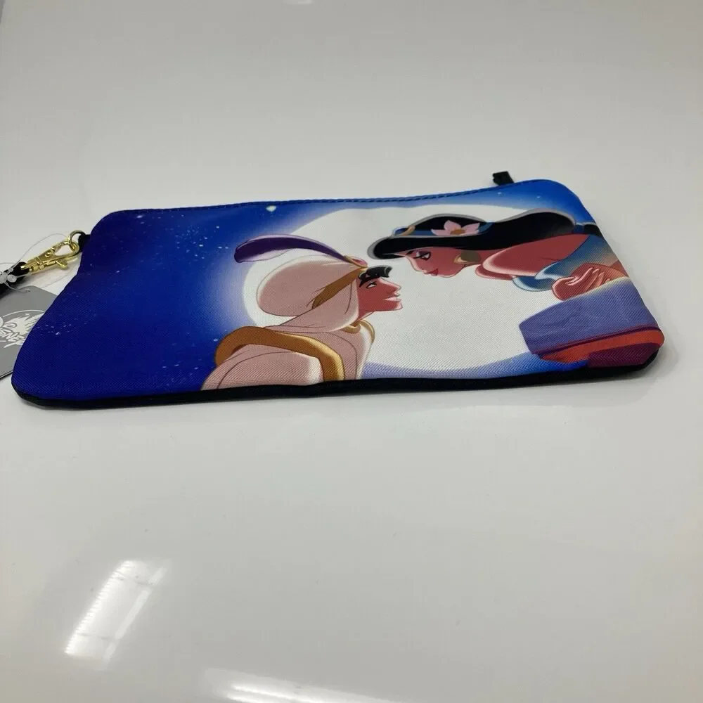 Disney Wristlet Aladdin Embroidered Princess Jasmine Travel Pouch Black Gold